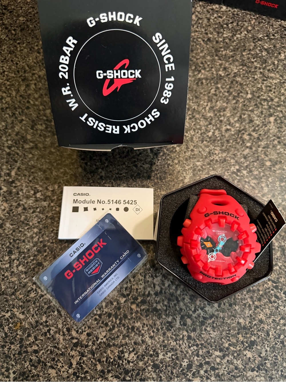 G-Shock Red Resin Analog-Digital Watch with Black Accents